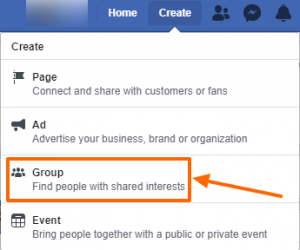 create facebook group