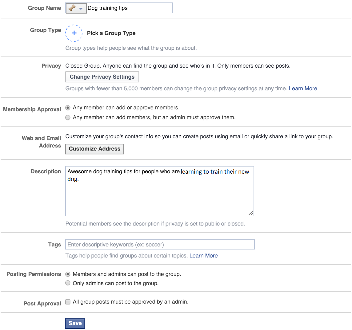 Facebook Group Settings