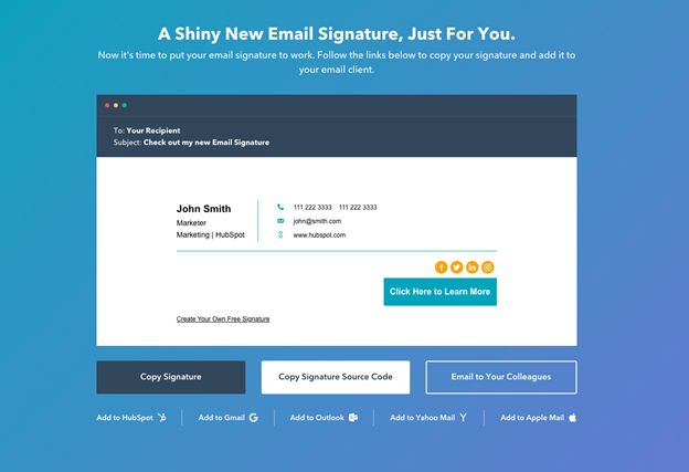 HubSpot - Email Signature Generator